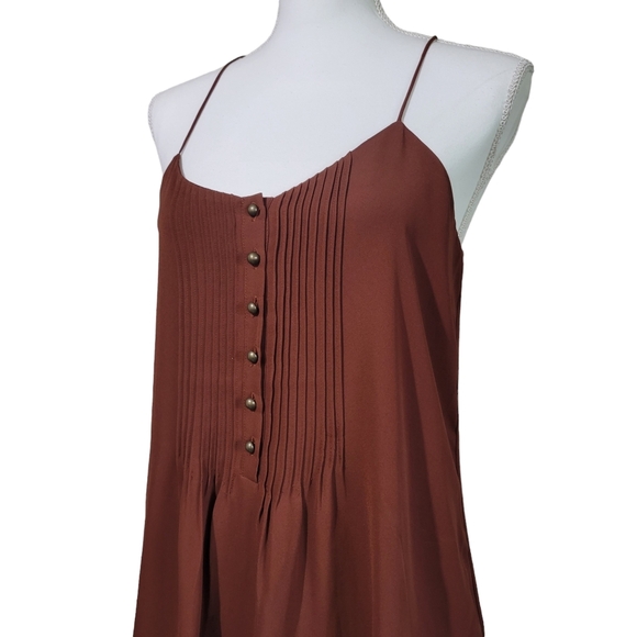 NWT Express Button-front Pleated Brown Camisole - Picture 4 of 8